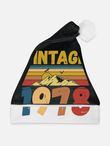 Vintae 1978 / Baujahr 1978 - Weihnachtsmütze - Schwarz/Weiß