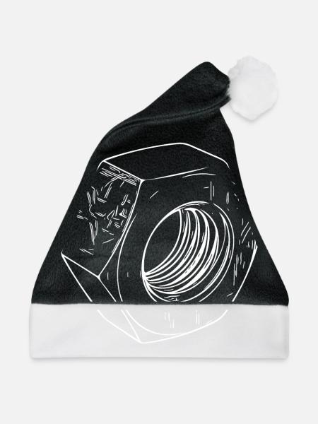 Schraubenmutter mit zerkratzter Oberfläche - Weihnachtsmütze - Schwarz/Weiß - Vorne