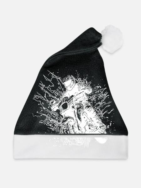 Offroad Rennsport Motorrad Splash Style - Weihnachtsmütze - Schwarz/Weiß - Vorne