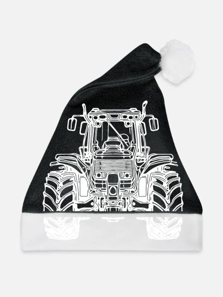 Schwere Zugmaschine Großer Acker Feld Schlepper - Weihnachtsmütze - Schwarz/Weiß - Vorne