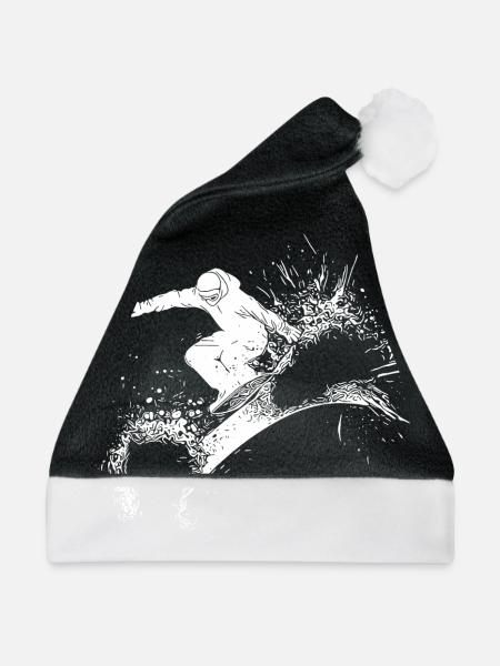 Pulverschnee Jump Style Move Krasses Snowboard - Weihnachtsmütze - Schwarz/Weiß - Vorne