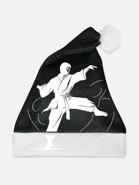 Karatekämpfer Kampfsport Wettkampf - Weihnachtsmütze - Schwarz/Weiß - Vorne