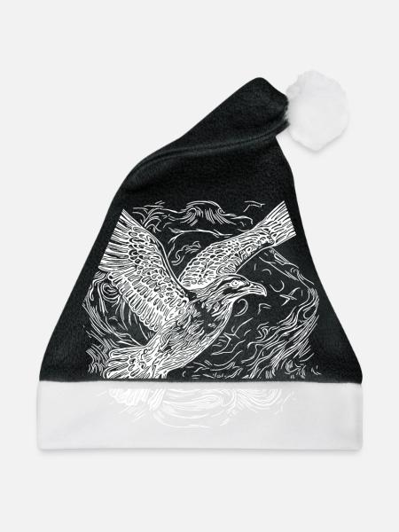 Fliegende Möwe über dem Wasser Wolke - Weihnachtsmütze - Schwarz/Weiß - Vorne