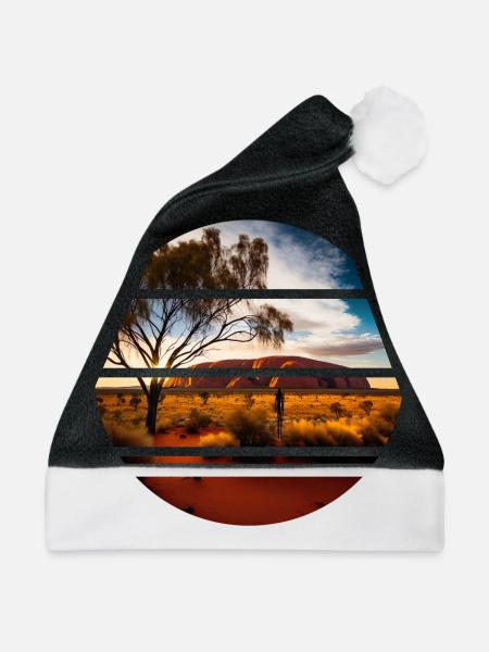 Uluru Australia Ayers Rock - Weihnachtsmütze - Schwarz/Weiß - Vorne