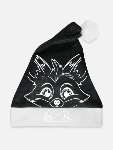 Schlauer Putziger Kinder Fuchs - Weihnachtsmütze - Schwarz/Weiß - Vorne