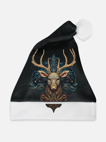 Hirsch - Weihnachtsmütze - Schwarz/Weiß