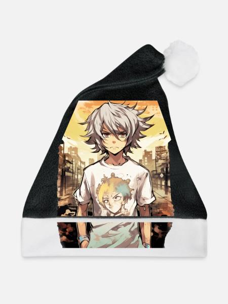 Anime Boy - Weihnachtsmütze - Schwarz/Weiß