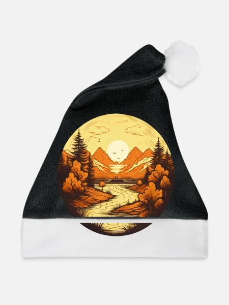 Herbstliche Landschaft - Weihnachtsmütze - Schwarz/Weiß