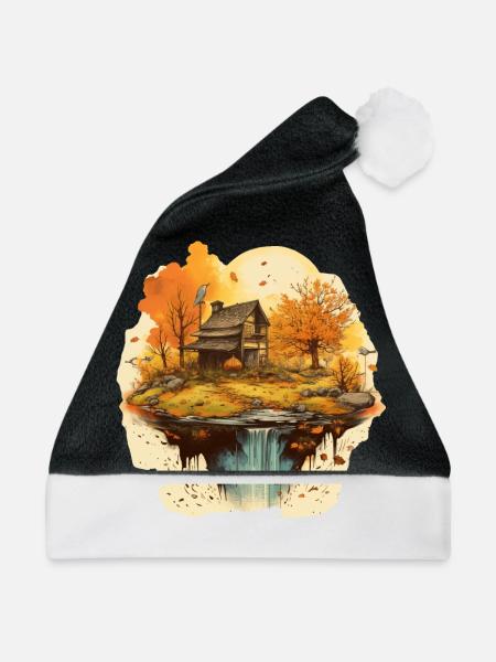 Herbstliche Landschaft - Weihnachtsmütze - Schwarz/Weiß