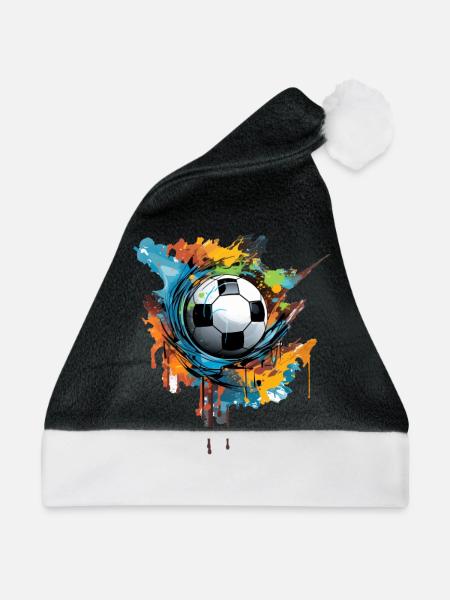 Fußball Ball - Weihnachtsmütze - Schwarz/Weiß