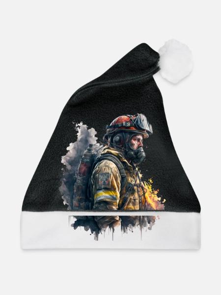 Feuerwehrmann im Einsatz - Weihnachtsmütze - Schwarz/Weiß