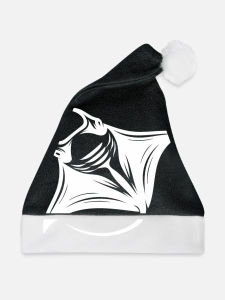 Eleganter riesiger Mantarochen im Flug - Weihnachtsmütze - Schwarz/Weiß - Vorne