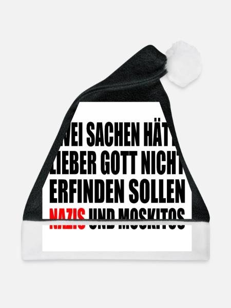 Fch nzs - nazis und moskitos - Weihnachtsmütze - Schwarz/Weiß - Vorne