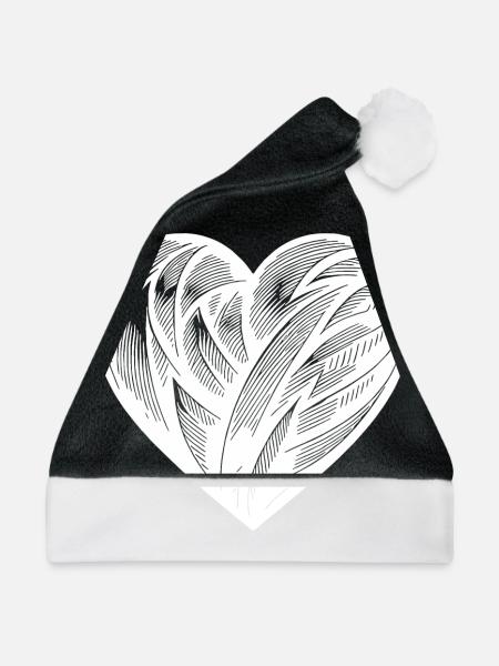 Elegantes Tattoo Herz - Weihnachtsmütze - Schwarz/Weiß