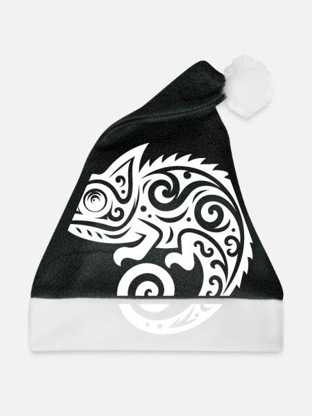 Chamäleon Tattoo Schuppenkriechtiere Verkleidung - Weihnachtsmütze - Schwarz/Weiß