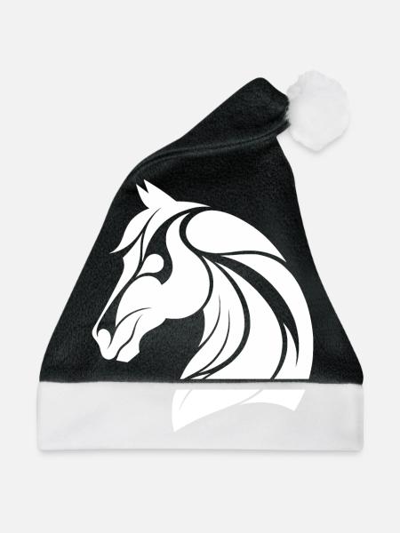 Eleganter Pferdekopf - Weihnachtsmütze - Schwarz/Weiß - Vorne
