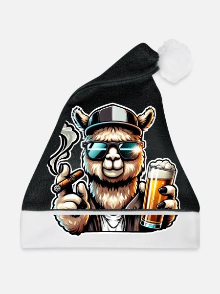 Alpaka Bier Zigarre - Weihnachtsmütze - Schwarz/Weiß