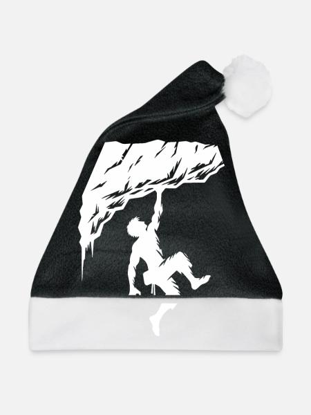 Mann beim Freiklettern am Überhang Felsen - Weihnachtsmütze - Schwarz/Weiß - Vorne