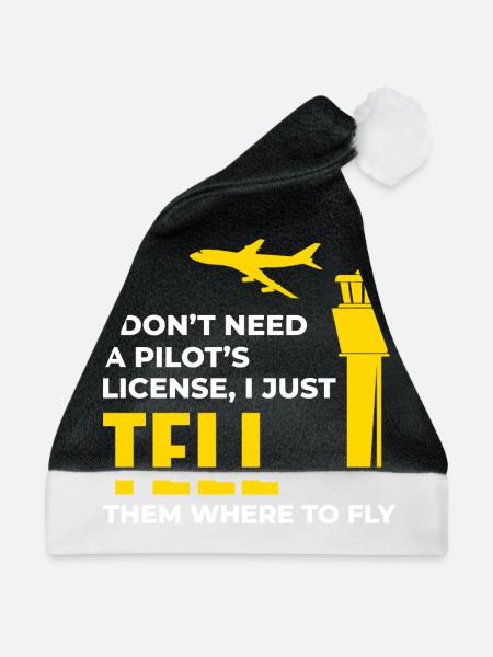 Fluglotse ATC Aviation Humor Flugzeug - Weihnachtsmütze - Schwarz/Weiß - Vorne