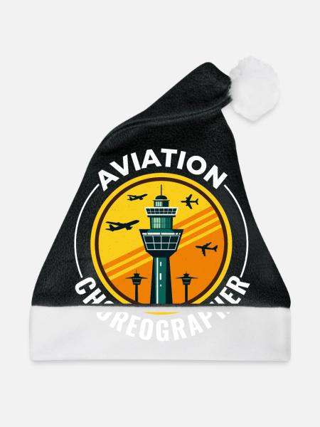Fluglotse ATC Aviation Humor Flugzeug - Weihnachtsmütze - Schwarz/Weiß - Vorne