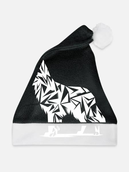 Schäferhund Geometrische Formen - Weihnachtsmütze - Schwarz/Weiß