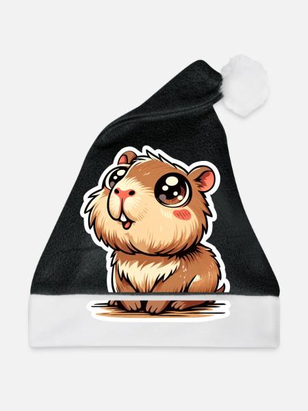 Capybara - Weihnachtsmütze - Schwarz/Weiß - Vorne