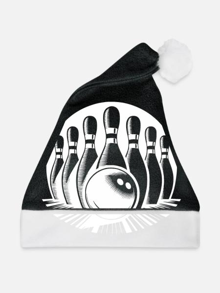 Bowlingkugel trifft Bowling Pins - Weihnachtsmütze - Schwarz/Weiß