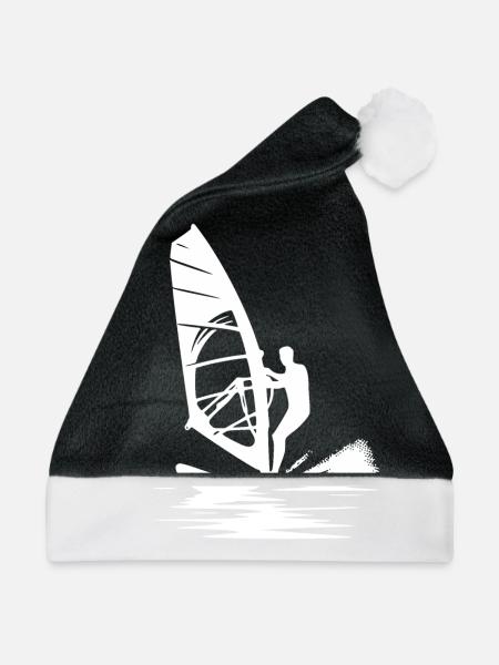 Surftechnik mit Windkraft Wind und Meeresbrise - Weihnachtsmütze - Schwarz/Weiß - Vorne