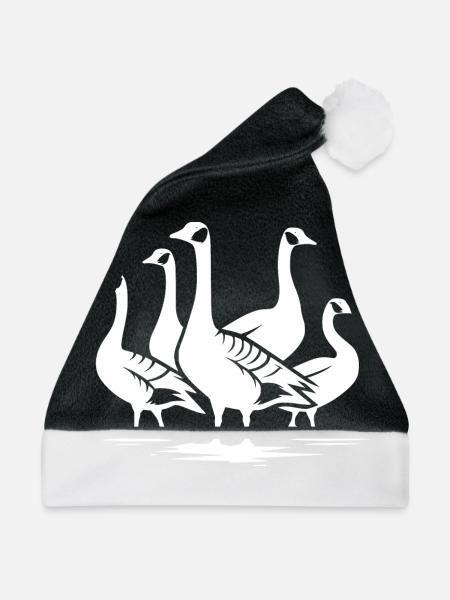 Ein Schwarm hübscher Wildgänse - Weihnachtsmütze - Schwarz/Weiß - Vorne