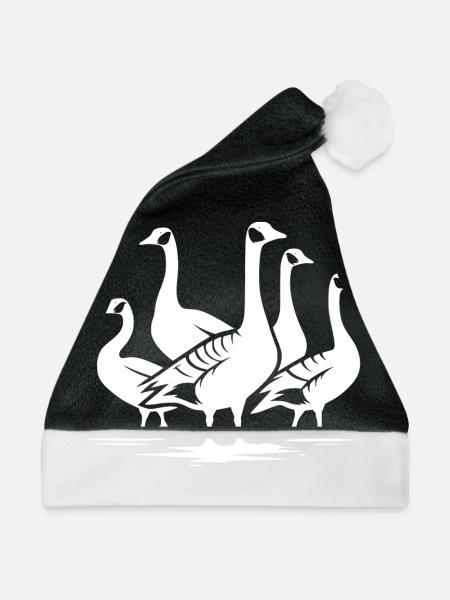 Geflügel Trupp hübscher Wildgänse - Weihnachtsmütze - Schwarz/Weiß - Vorne