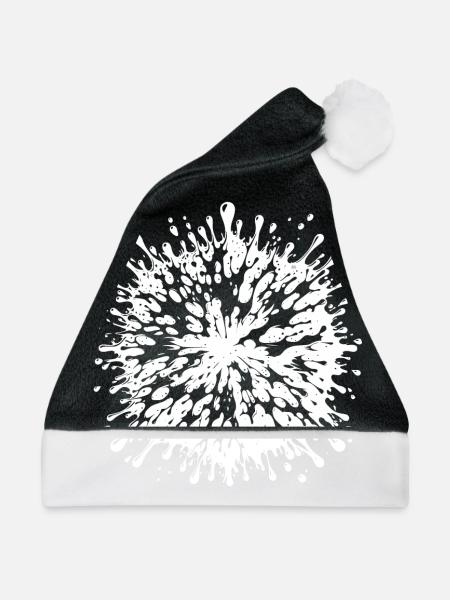 Viele Öl Tropfen die in alle Richtung zerspritzen - Weihnachtsmütze - Schwarz/Weiß - Vorne
