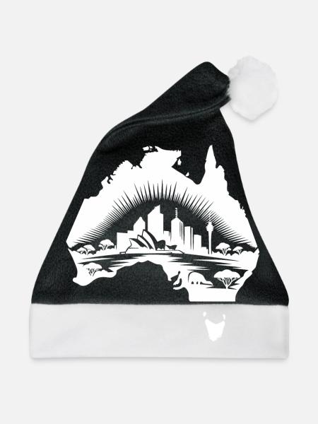 Australischer Kontinent Landschaft Tattoo Sytyle - Weihnachtsmütze - Schwarz/Weiß - Vorne