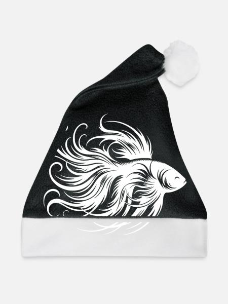 Prächtiger Kampffisch Gattung Labyrinthfisch - Weihnachtsmütze - Schwarz/Weiß