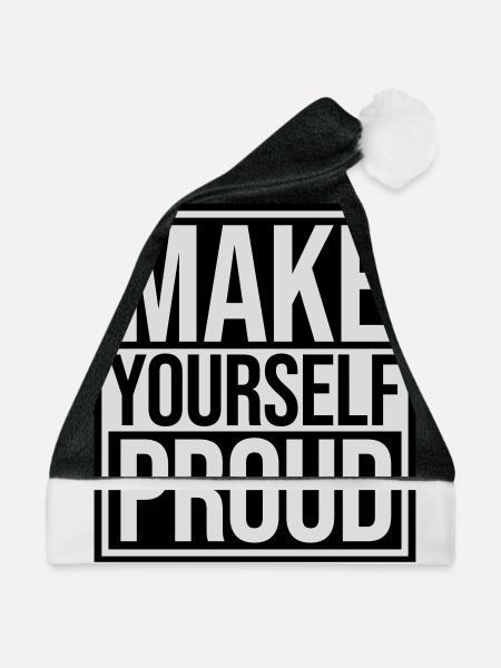 make yourself proud Zitat - Weihnachtsmütze - Schwarz/Weiß - Vorne