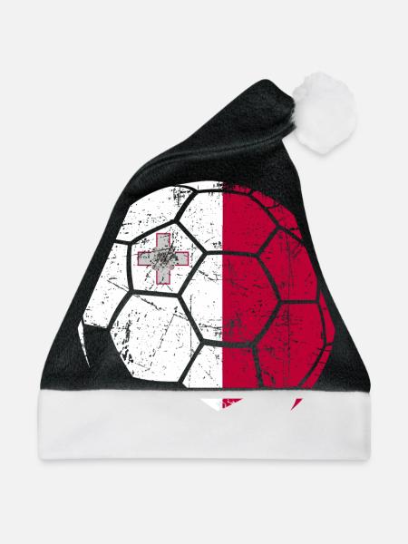 Malta Soccer Ball Fußball - Weihnachtsmütze - Schwarz/Weiß - Vorne