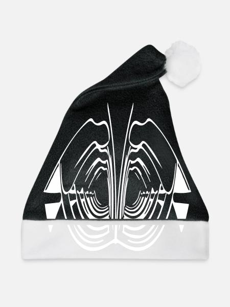 Abstrakte Rippen Kunst - Weihnachtsmütze - Schwarz/Weiß - Vorne