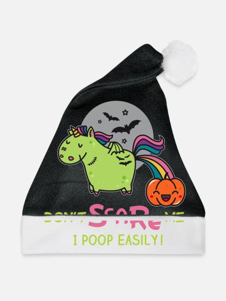 Don't scare me, I poop easily! - Weihnachtsmütze - Schwarz/Weiß - Vorne