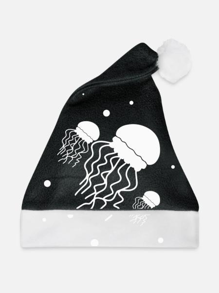 Qualle - Meerestier Naturschutz Meeresbewohner - Weihnachtsmütze - Schwarz/Weiß - Vorne