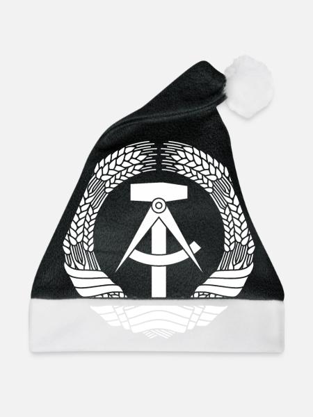 DDR Wappen (weiß) - Weihnachtsmütze - Schwarz/Weiß - Vorne