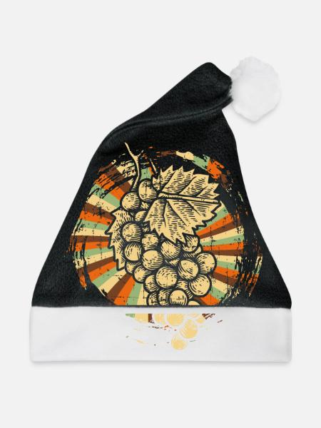 Trauben Winzer - Weihnachtsmütze - Schwarz/Weiß - Vorne