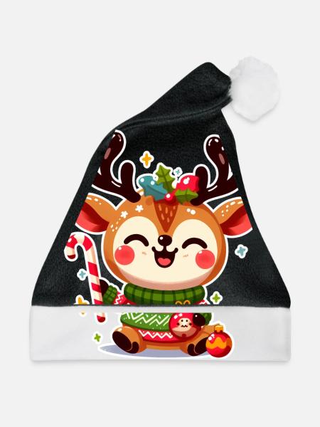 Frohes Weihnachtsrentier - Weihnachtsmütze - Schwarz/Weiß