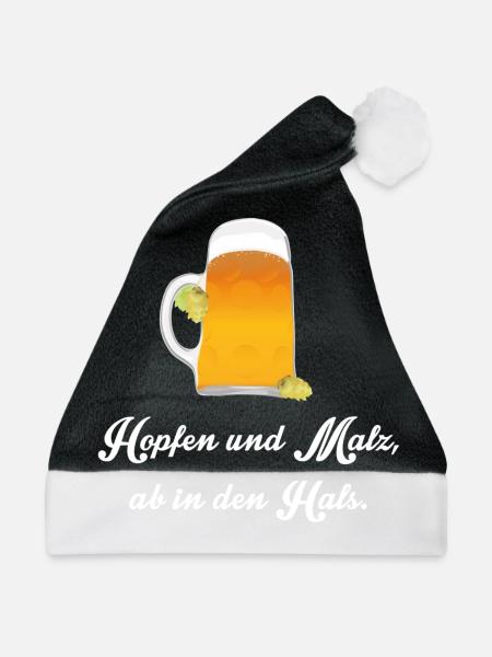 bier - Weihnachtsmütze - Schwarz/Weiß