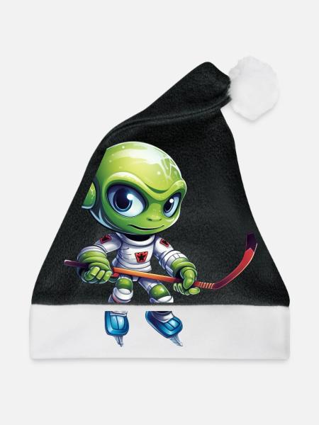 Alien Eishockeyspieler - Weihnachtsmütze - Schwarz/Weiß