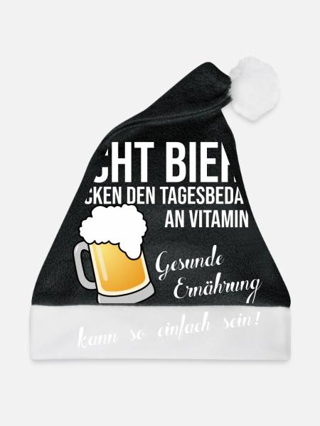 Acht Biere Vitamin C - Weihnachtsmütze - Schwarz/Weiß - Vorne