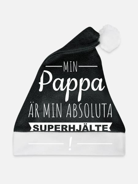 MIN PAPPA SUPERHJÄLTE | FARS DAG - Superhero DAD - Weihnachtsmütze - Schwarz/Weiß - Vorne