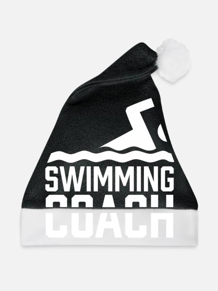 Schwimmtrainer Schwimmen Schwimmkurs Schwimmlehrer - Weihnachtsmütze - Schwarz/Weiß - Vorne