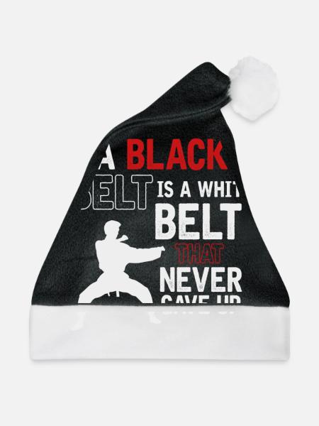 Karate, Schwarzer Gürtel - Weihnachtsmütze - Schwarz/Weiß - Vorne