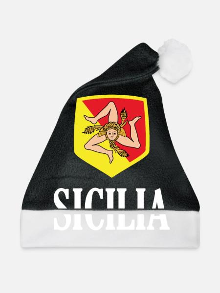 Sicilia Palermo Italienisch Wappen Sizilien - Weihnachtsmütze - Schwarz/Weiß - Vorne