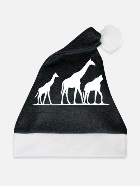 Giraffen Afrika Safari Tier Motiv Aufdruck Print - Weihnachtsmütze - Schwarz/Weiß