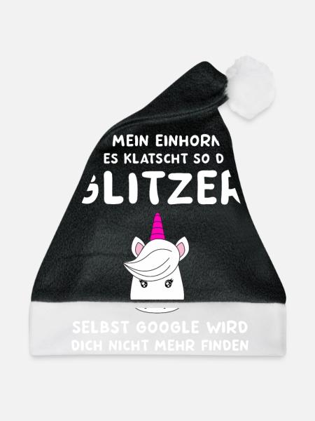 Fass mein Einhorn an - lustiges Einhorn Spruch - Weihnachtsmütze - Schwarz/Weiß - Vorne
